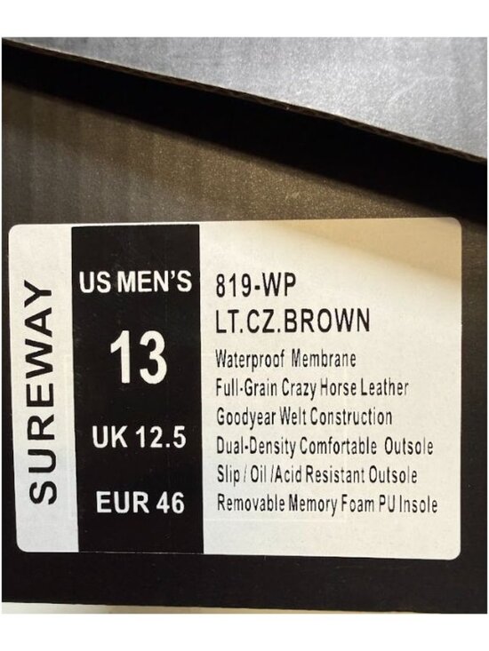 Sureway Mens Moc Toe Waterproof Work Boots Light Brown Size 13 NEW main image 4